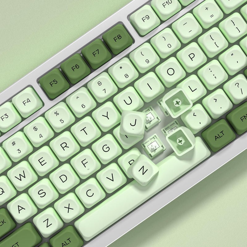 YMKPVR KBDiy Matcha KOA Profile Keycaps 60 75 100 Percent,Dye-Sublimation PBT Green Cute Custom Keyboard Keycap,143 Key Cap Set for Cherry Gateron MX Switches Mechanical Keyboards - Image 5